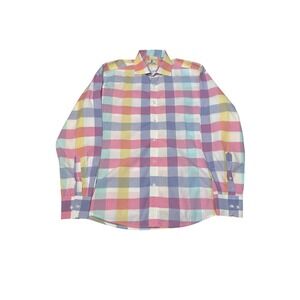 Southern Pines Mens Plaid Check Button‎ Down Long Sleeve Shirt Colorful L/G
